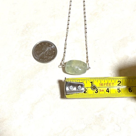 2/$20, Light Green Prehnite Necklace, Genuine Tumbled Gemstone Bar Pendant - Picture 8 of 10